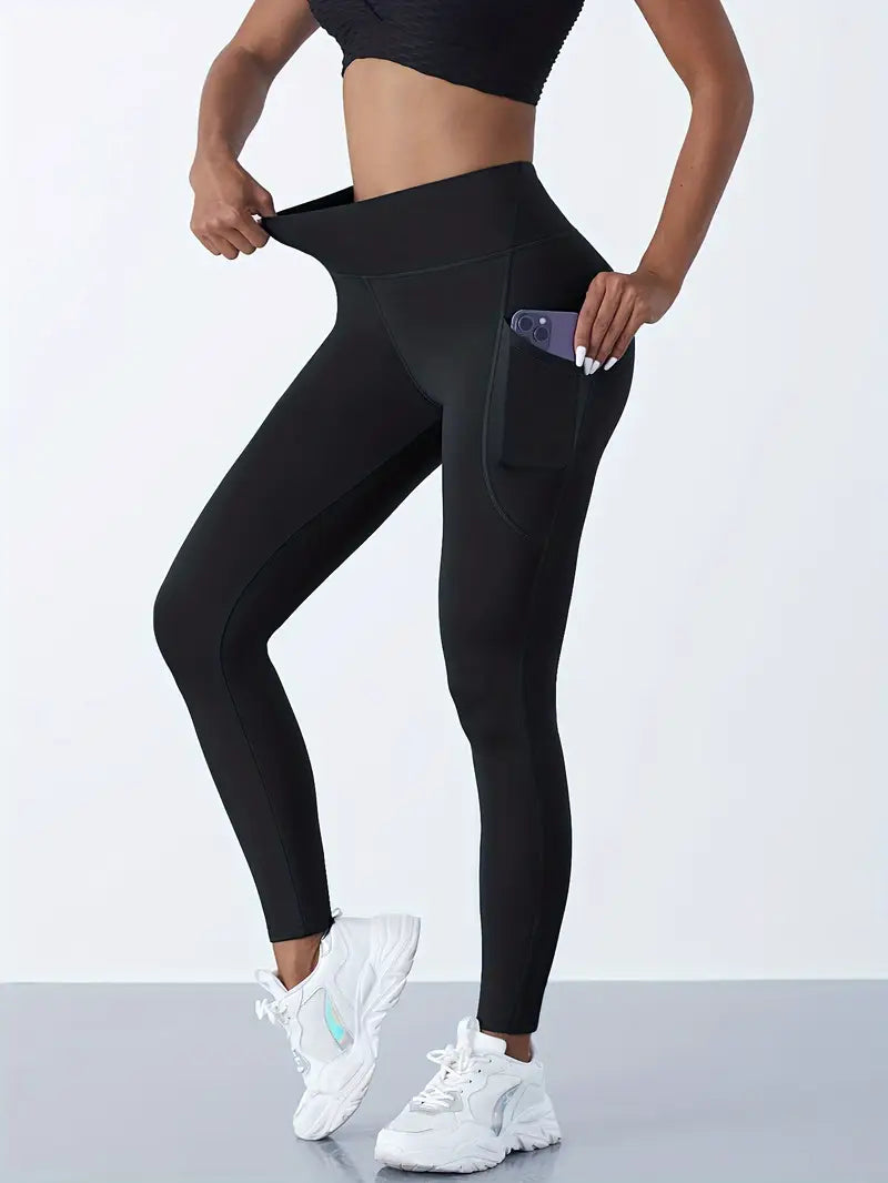 KULTURA® Soft Slim-Fit Black Tights with Side Pockets – Stretchy, Stylish Leggings for Yoga, Gym, Casual & Daily Wear